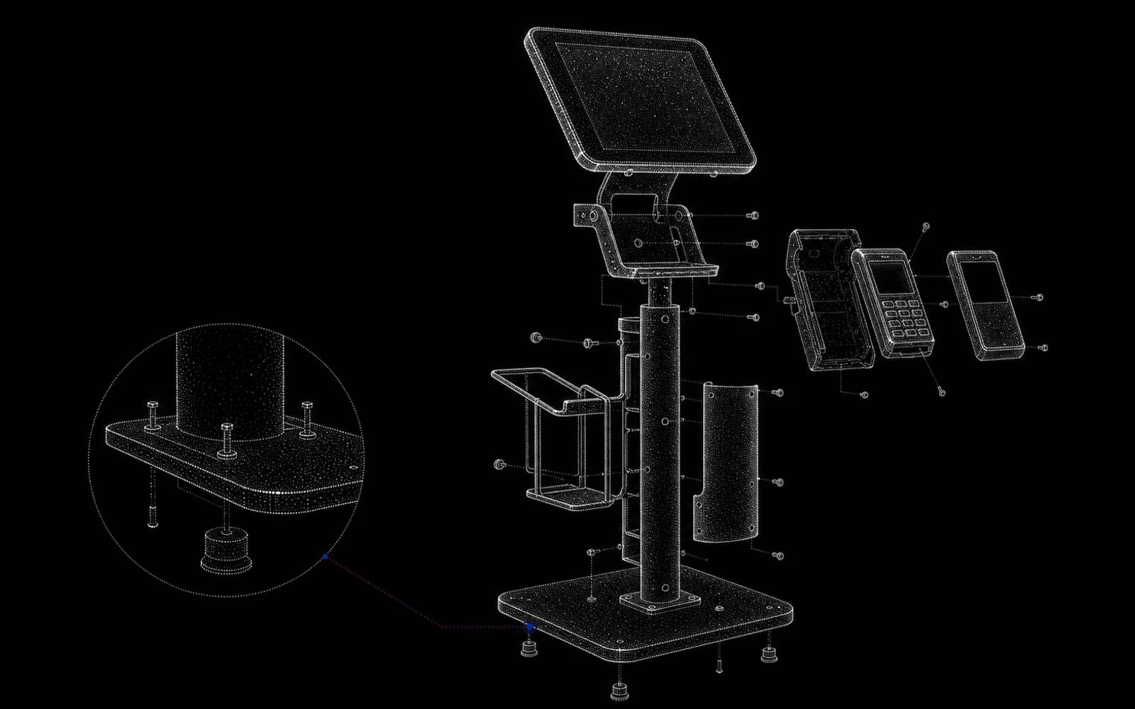 Nokta bulutu tekniğiyle oluşturulmuş POS ve kiosk taşıyıcı sistemi