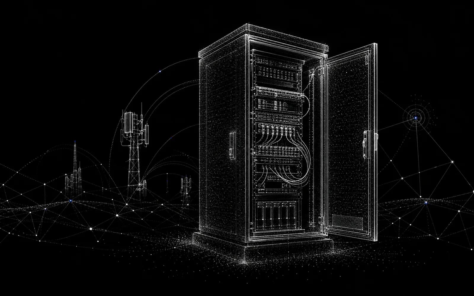 Nokta bulutu tekniğiyle oluşturulmuş telekom dış ortam kabini